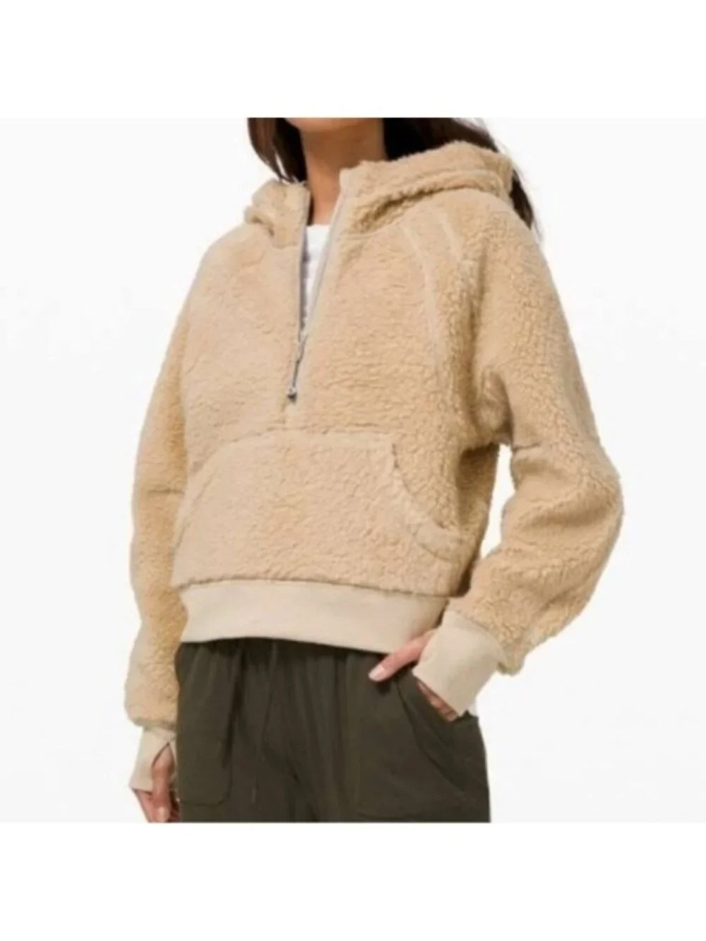Lululemon Athletica | Tan Sherpa Oversized Scuba Hoodie Size M/L